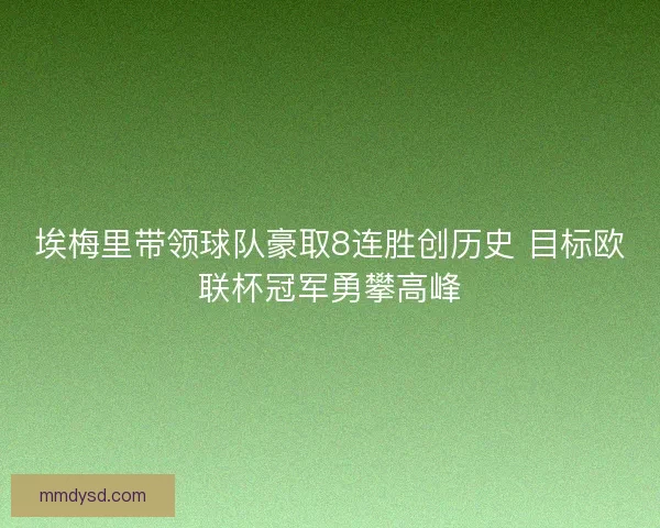 埃梅里带领球队豪取8连胜创历史 目标欧联杯冠军勇攀高峰